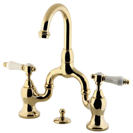 Kingston Brass KS7992BPL Bridge Bathroom Faucet with Brass Pop-Up, Polished Brass KS7992BPL